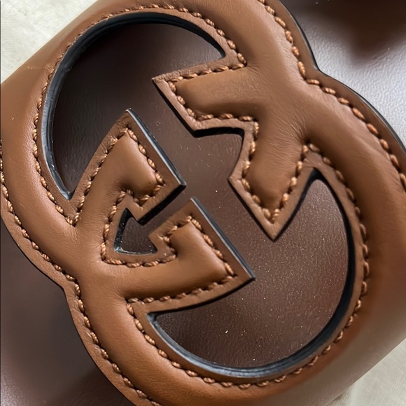 NWT Gucci Interlocking G Brown Leather Platform Sandals - Picture 11 of 14